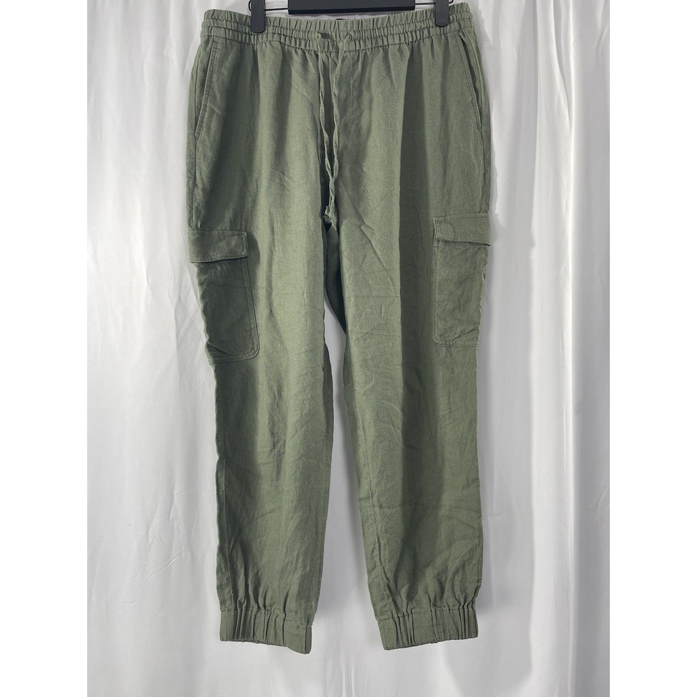 Banana Republic Women's Olive Green Linen Blend Cargo Drawstring Jogger Medium